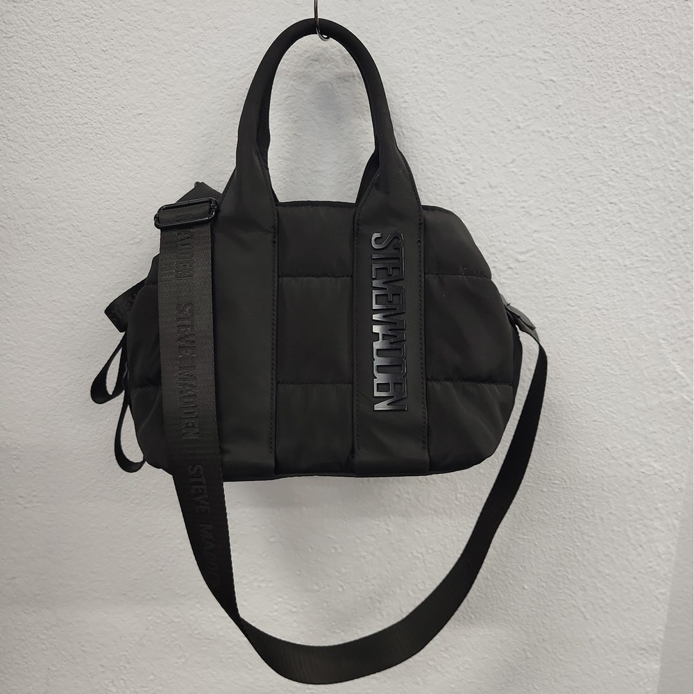 Steve Madden Bbando Quilted Nylon Black Satchel